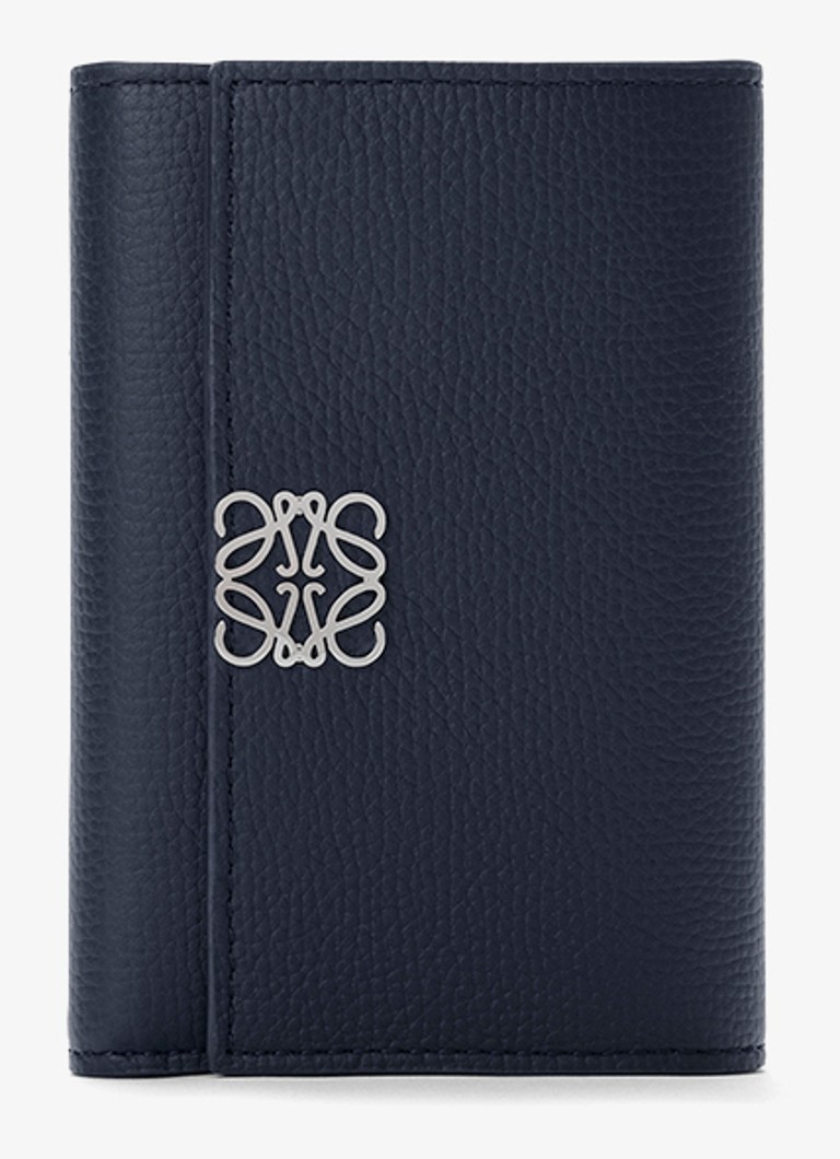 LOEWE Dames Anagram Small portemonnee van kalfsleer in de kleur Donkerblauw