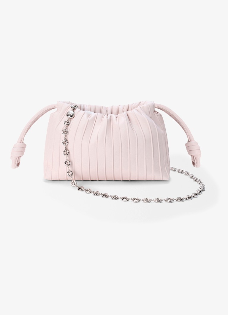 LOEWE Dames Flamenco Pleated Mini schoudertas van kalfsleer in de kleur Lichtroze
