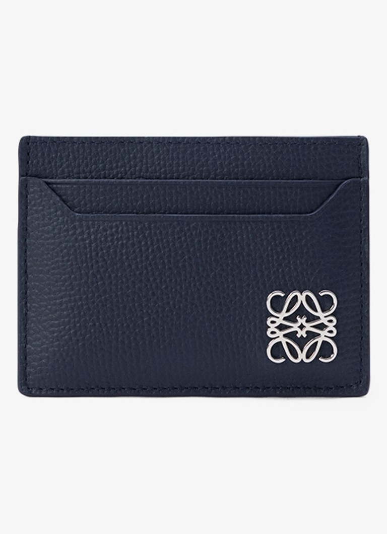 LOEWE Dames Pasjeshouder van kalfsleer met logo in de kleur Donkerblauw