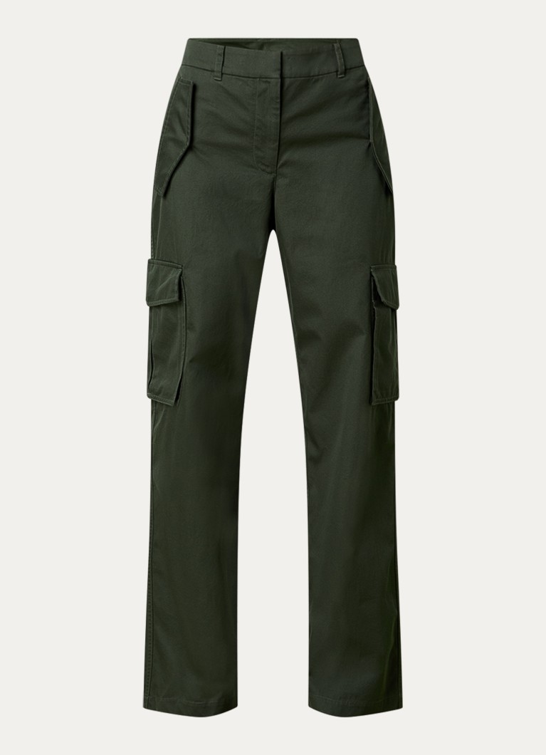 Burberry Dames Freja high waist straight fit cargobroek met steekzakken in de kleur Olijfgroen, maat: L