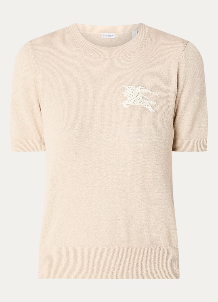 Burberry Dames Anisa fijngebreide top met logoborduring in de kleur Beige, maat: XS
