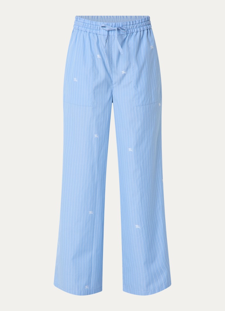 Burberry Dames Sandrine mid waist wide fit broek met logoprint in de kleur Blauw, maat: L