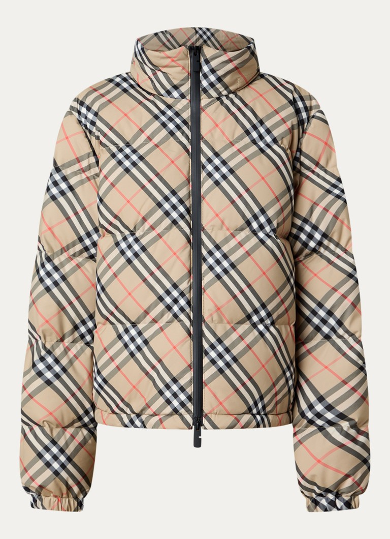 Burberry Dames Ambleside pufferjack met ruitdessin en steekzakken in de kleur Zand, maat: S