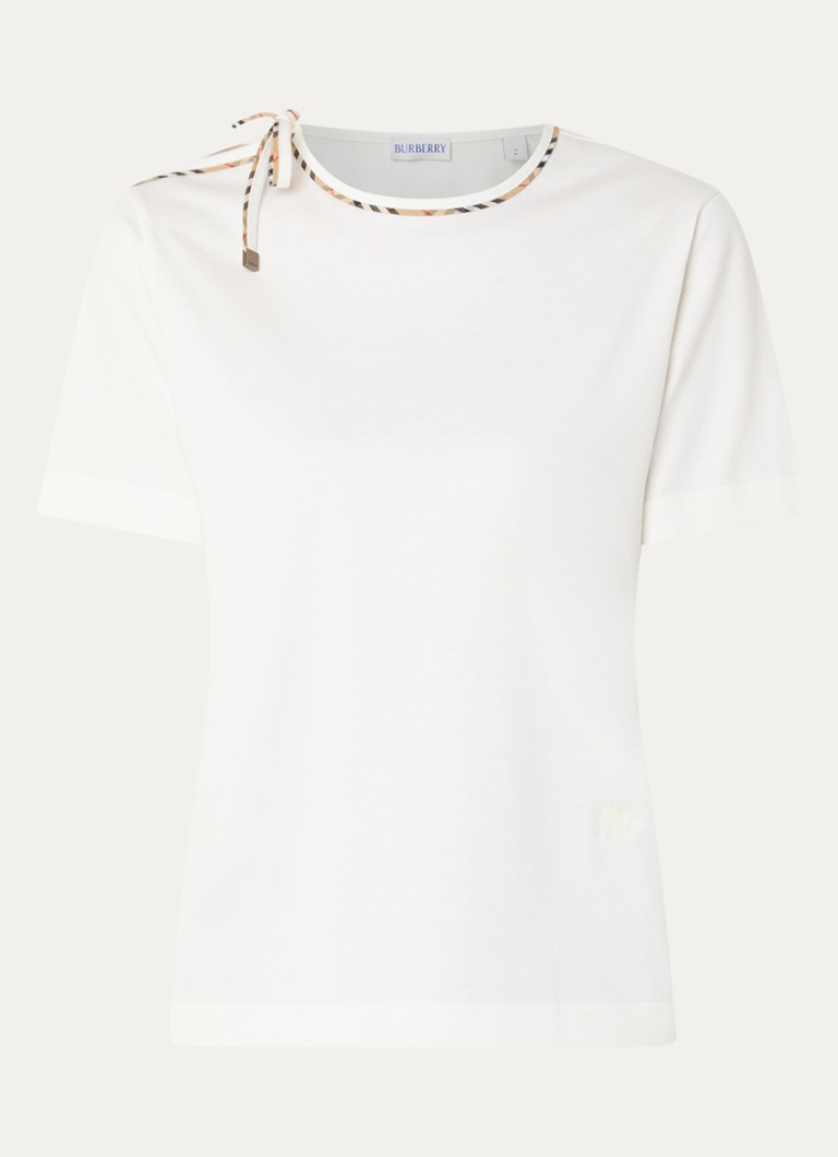 Burberry Dames Frankie T-shirt met strikkraag in de kleur Gebroken wit, maat: L