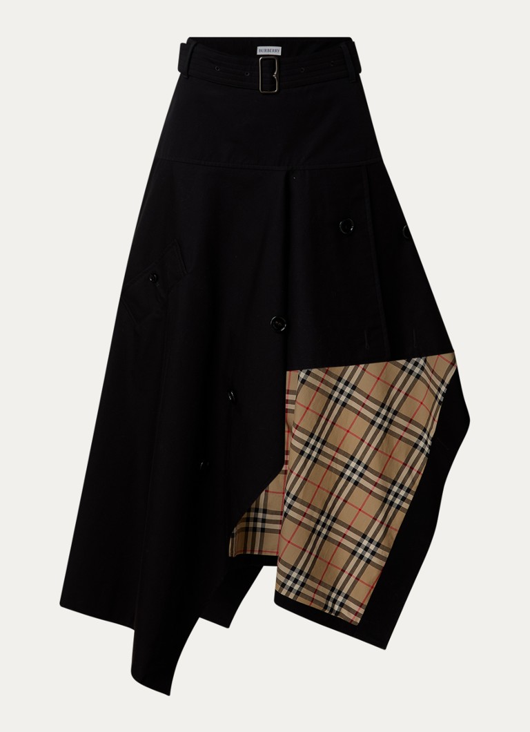 Burberry Dames Maxi A-lijn rok met asymmetrische zoom in de kleur Zwart, maat: S