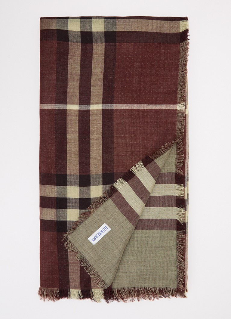 Burberry Dames Sjaal in zijdeblend met ruitdessin 200 x 90 cm in de kleur Donkerrood, maat: One Size