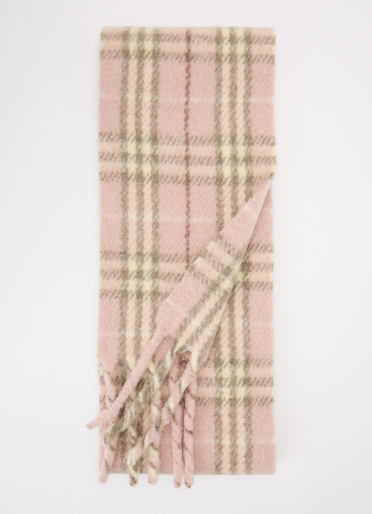 Burberry Dames Sjaal in alpaca wolblend met ruitdessin 200 x 20 cm in de kleur Lichtroze, maat: One Size