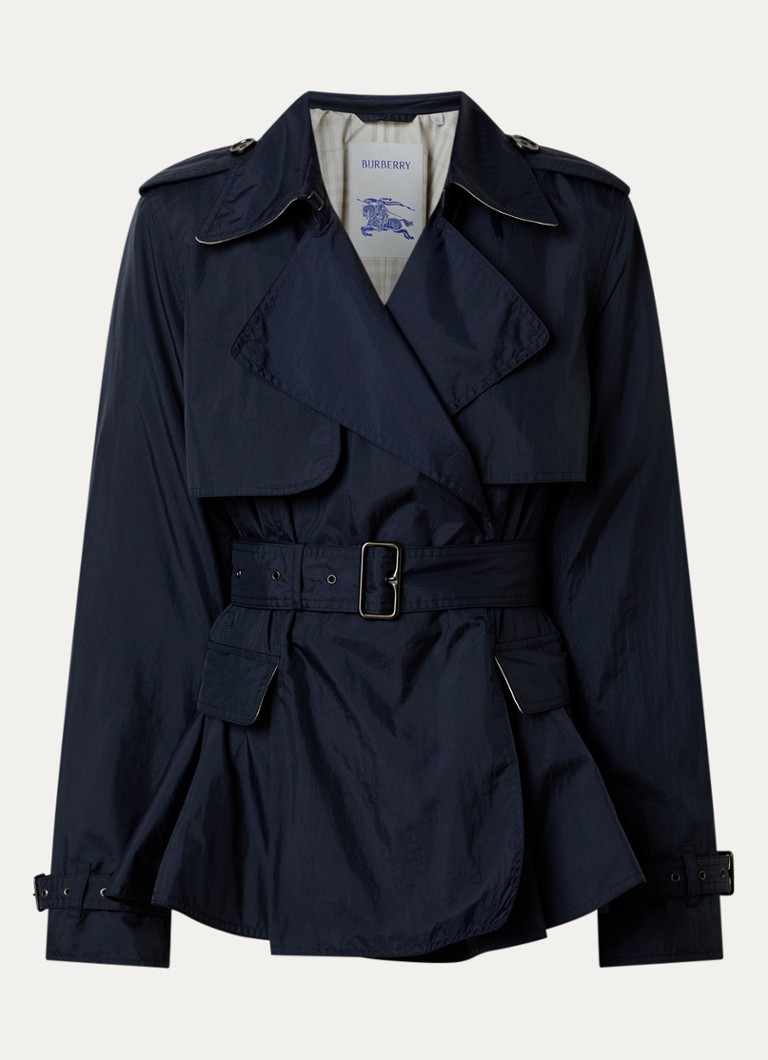 Burberry Dames Pembury trenchcoat met peplum en klepzakken in de kleur Donkerblauw, maat: L