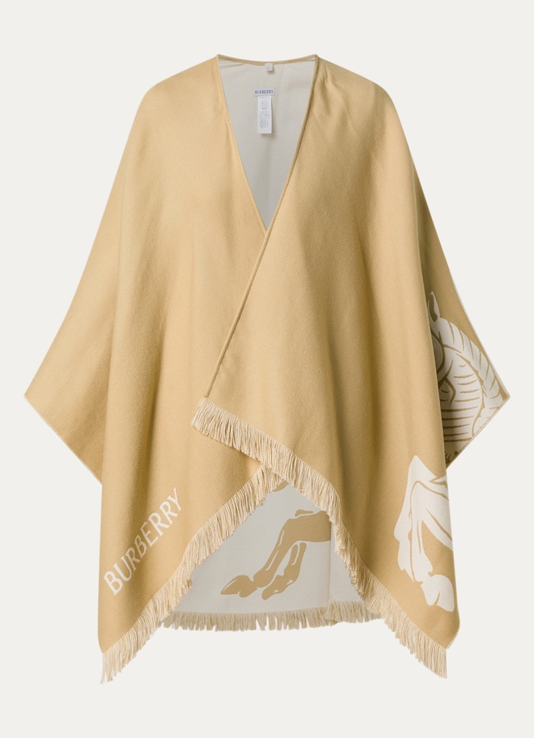 Burberry Dames Cape in kasjmierblend met logoprint in de kleur Zand, maat: One Size