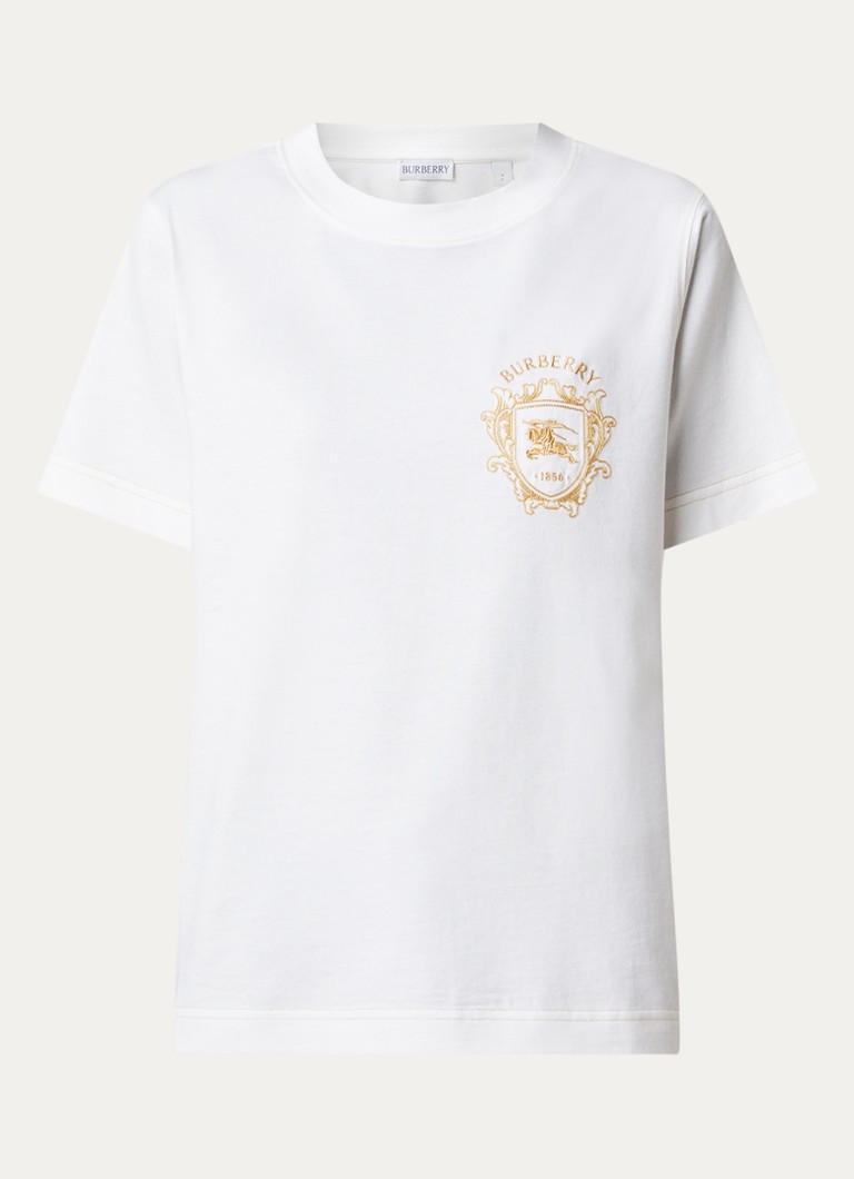Burberry Dames Frankie Crest T-shirt met logoborduring in de kleur Wit, maat: L