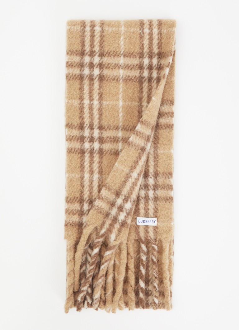 Burberry Dames Sjaal in alpaca wolblend met ruitdessin 200 x 21 cm in de kleur Beige, maat: ONE SIZE