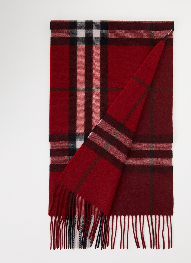 Burberry Dames Sjaal van kasjmier met ruitdessin 170 x 30 cm in de kleur Donkerrood, maat: ONE SIZE