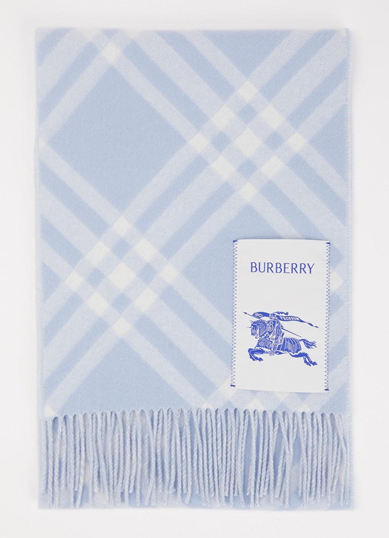 Burberry Dames Sjaal van kasjmier met ruitdessin 30 x 168 cm in de kleur Lichtblauw, maat: ONE SIZE