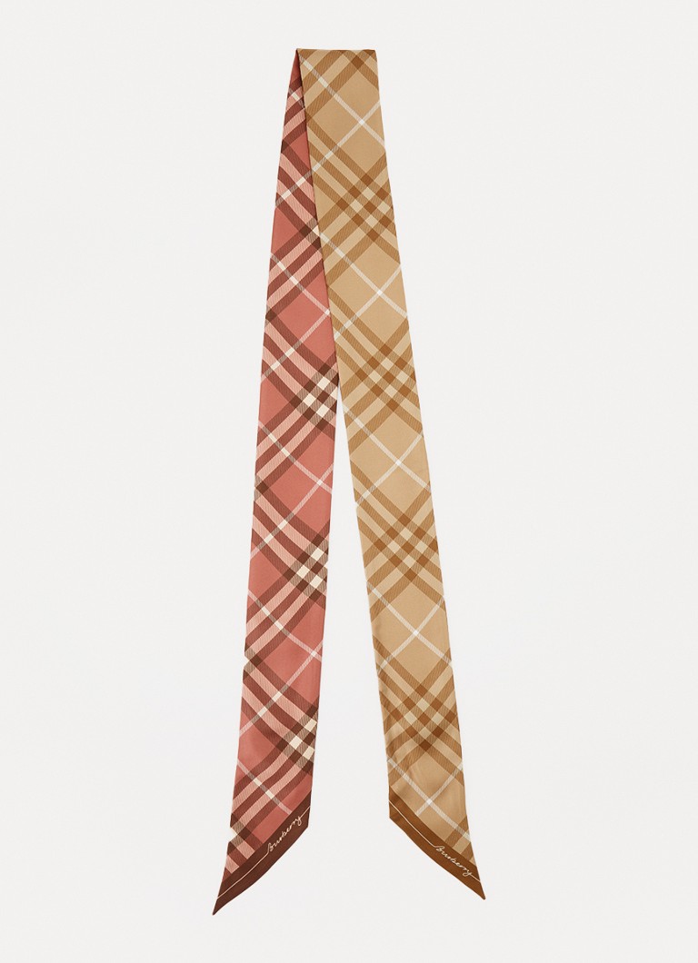 Burberry Dames Reversible sjaal van zijde met ruitdessin 180 x 10 cm in de kleur Beige, maat: ONE SIZE