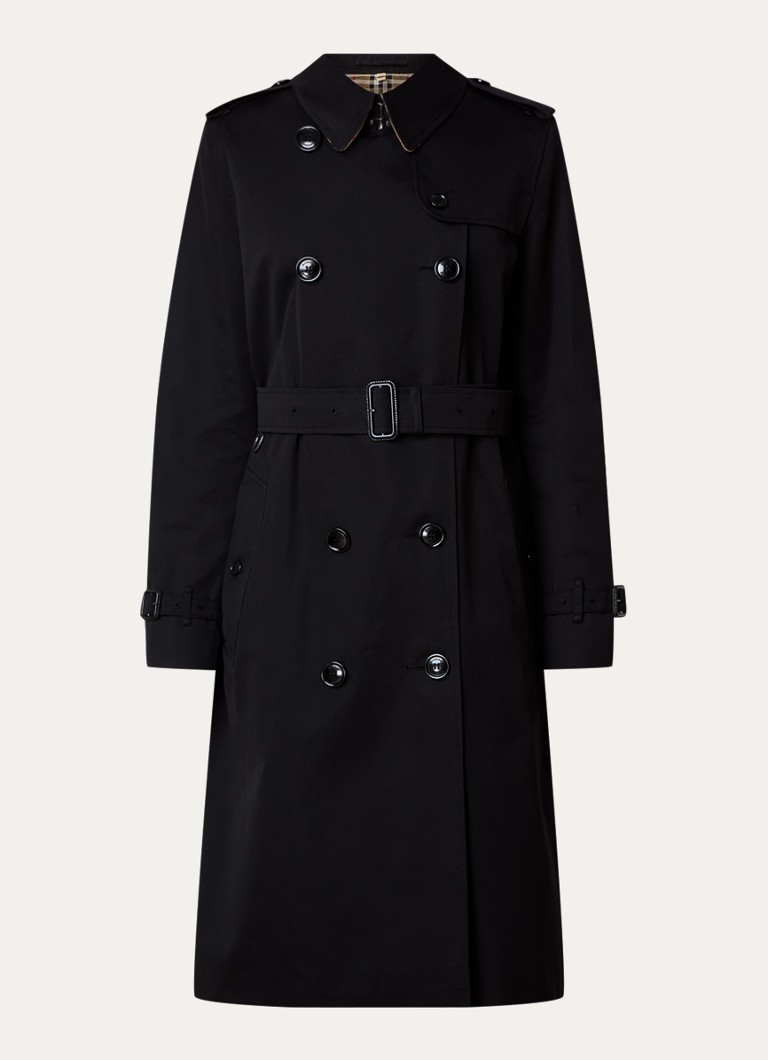 Burberry Dames Kensington double-breasted trenchcoat met ceintuur in de kleur Zwart, maat: 32