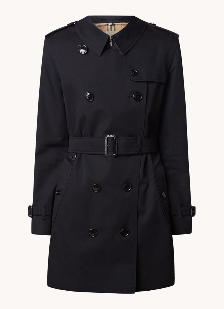 Burberry Dames Kensington double-breasted trenchcoat met ceintuur in de kleur Zwart, maat: 38
