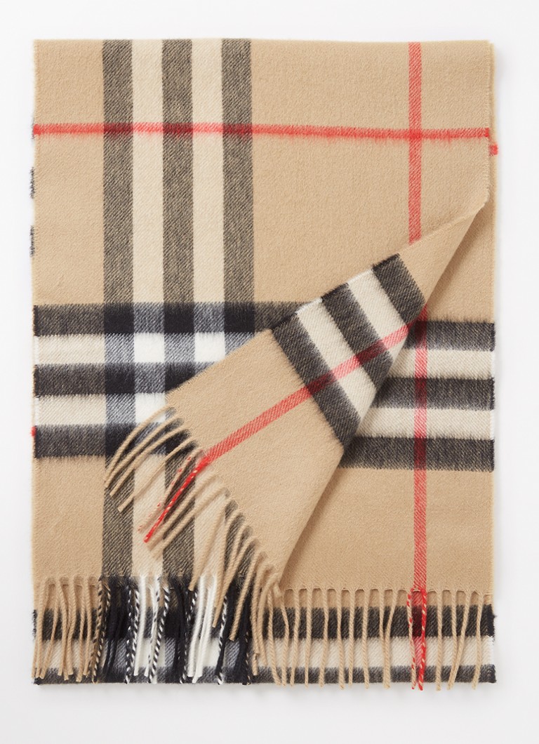 Burberry Dames Sjaal van kasjmier met ruitdessin 170 x 30 cm in de kleur Beige, maat: ONE SIZE
