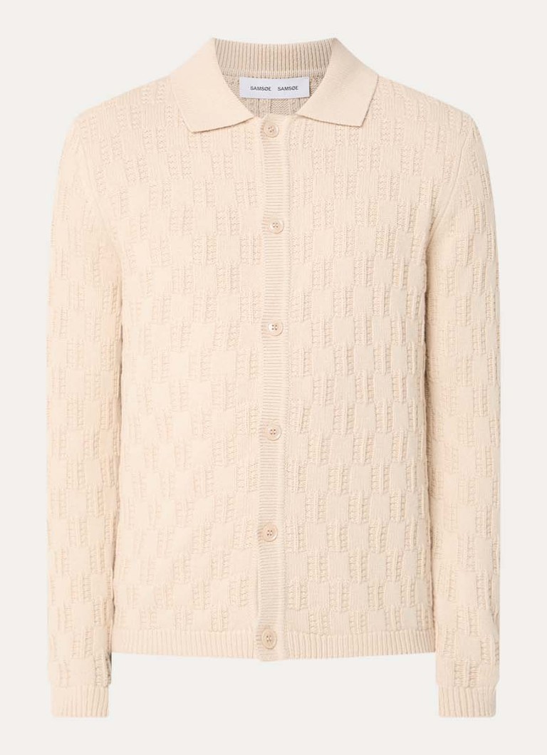 SAMSØE SAMSØE Heren Brodie grofgebreid vest in wolblend in de kleur Beige, maat: S