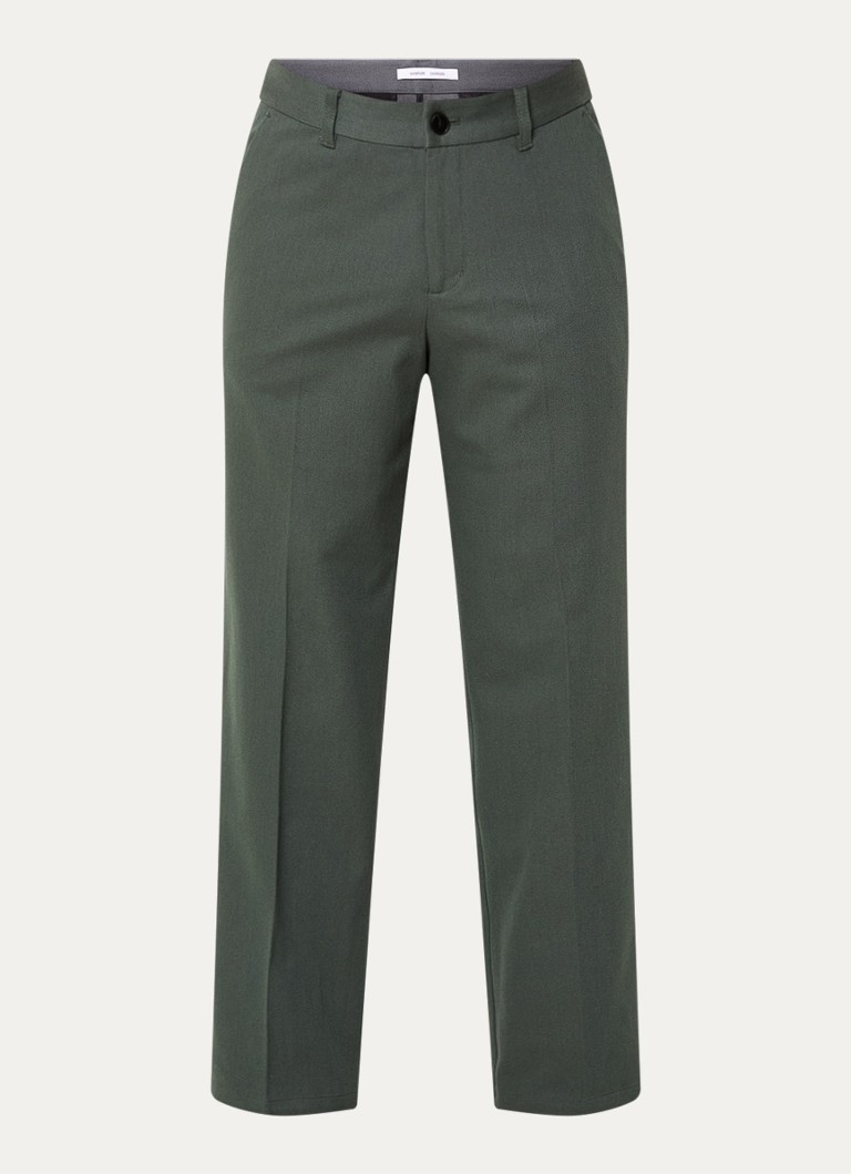 SAMSØE SAMSØE Heren Noah straight fit pantalon in wolblend in de kleur Olijfgroen, maat: 50