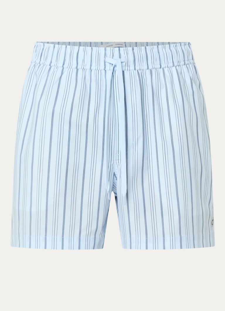 SAMSØE SAMSØE Heren Moses zwemshorts met streepprint en steekzakken in de kleur Lichtblauw, maat: XL