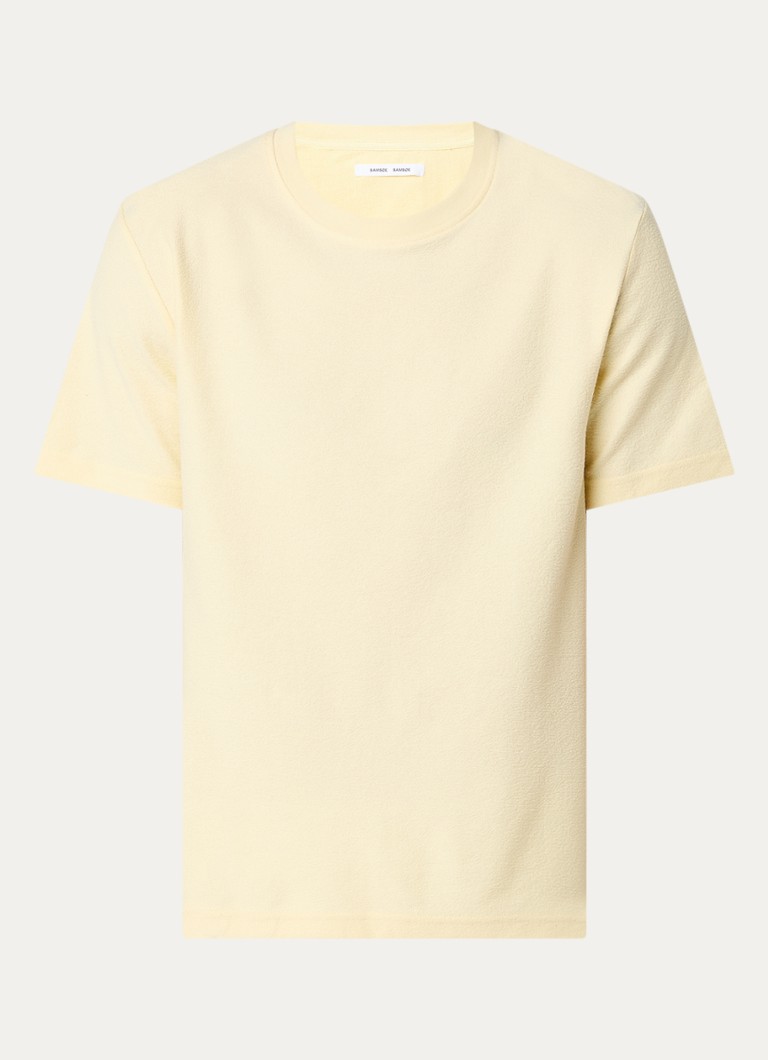 SAMSØE SAMSØE Heren Odin T-shirt met structuur in de kleur Lichtgeel, maat: M