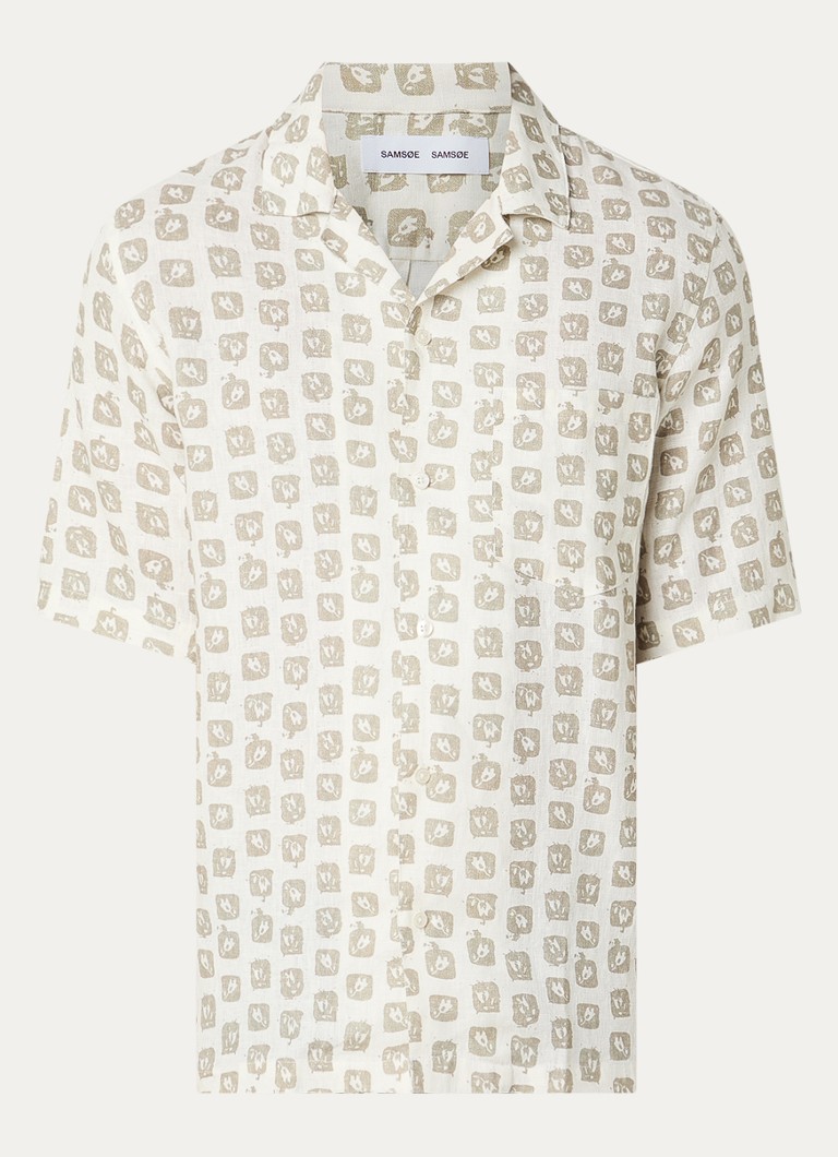 SAMSØE SAMSØE Heren Oscar regular fit overhemd met print in de kleur Gebroken wit, maat: XL