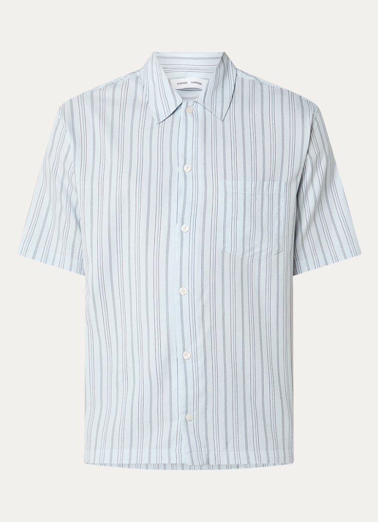 SAMSØE SAMSØE Heren Saayo regular fit overhemd met streepprint in de kleur Lichtblauw, maat: XL