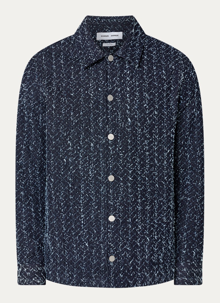 SAMSØE SAMSØE Heren Castor overshirt van denim in de kleur Indigo, maat: L