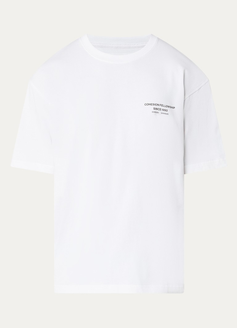 SAMSØE SAMSØE Heren Sacohen T-shirt met logo- en backprint in de kleur Groen, maat: L