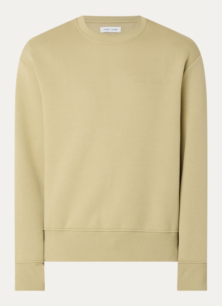 SAMSØE SAMSØE Heren Saethan sweater met logoborduring in de kleur Olijfgroen, maat: XL