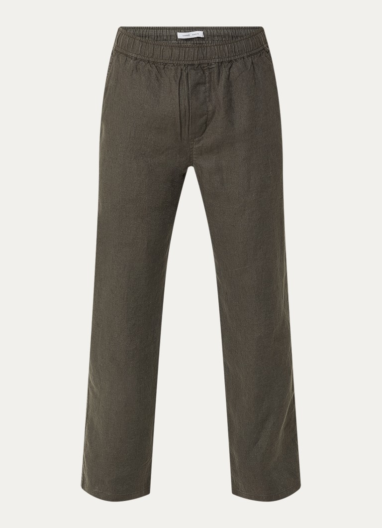 SAMSØE SAMSØE Heren Sajabari straight fit broek van linnen met steekzakken in de kleur Antraciet, maat: S