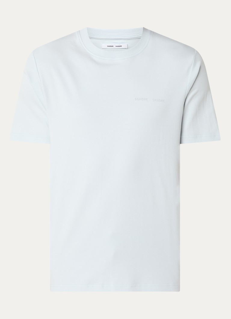 SAMSØE SAMSØE Heren Sajesper T-shirt met logo in de kleur Lichtblauw, maat: S
