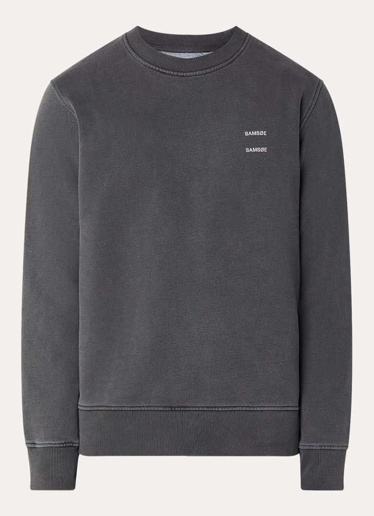 SAMSØE SAMSØE Heren Sajoel sweater met logo in de kleur Antraciet, maat: L