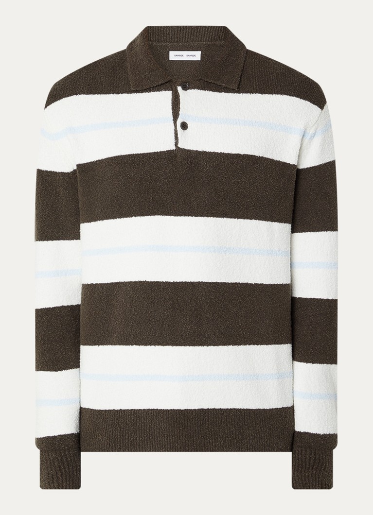 SAMSØE SAMSØE Heren Regular fit polo met streepprint in de kleur Donkergroen, maat: XL