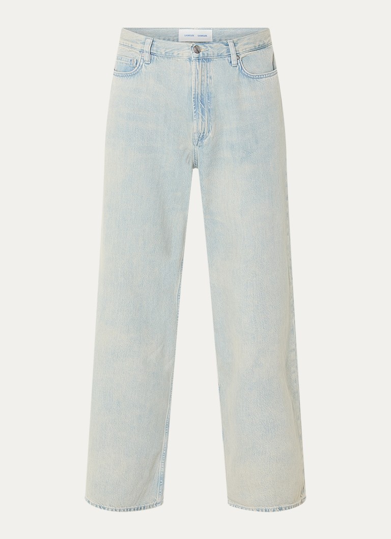 SAMSØE SAMSØE Heren Satimothy wide leg jeans met lichte wassing in de kleur Indigo, maat: W33/L34