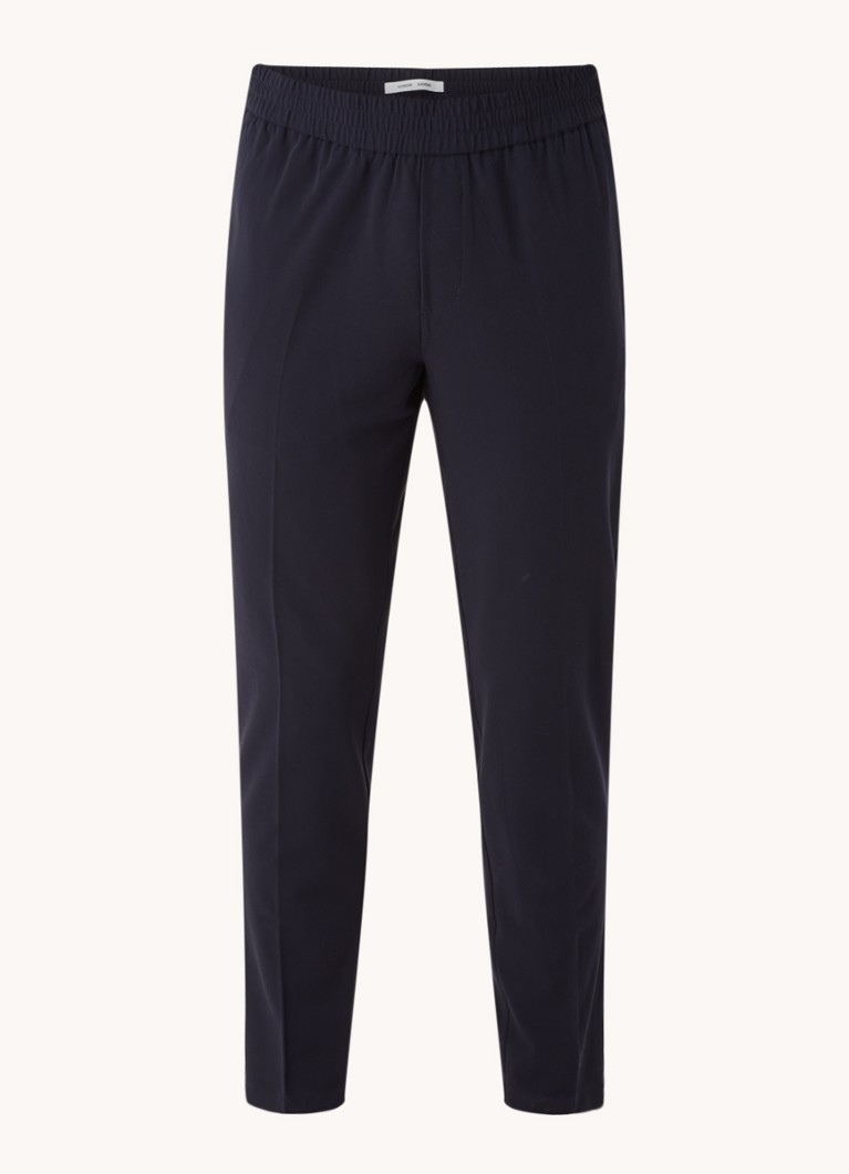 SAMSØE SAMSØE Heren Smithy tapered fit cropped pantalon met persplooi in de kleur Donkerblauw, maat: S