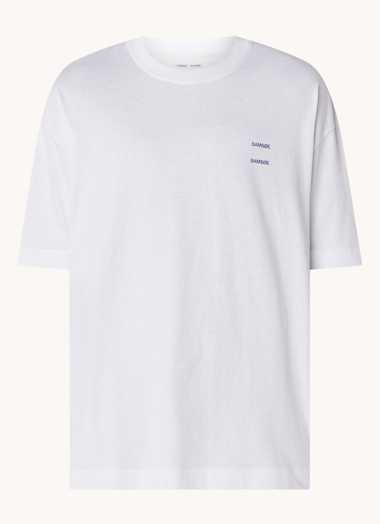 SAMSØE SAMSØE Heren Joel T-shirt van katoen met logo in de kleur Wit, maat: S