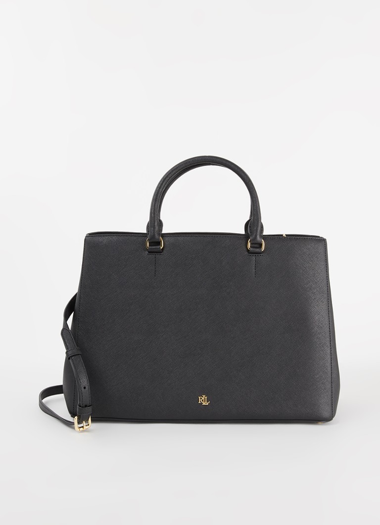 Ralph Lauren Dames Handtas van leer met logo in de kleur Zwart, maat: 1 SIZE