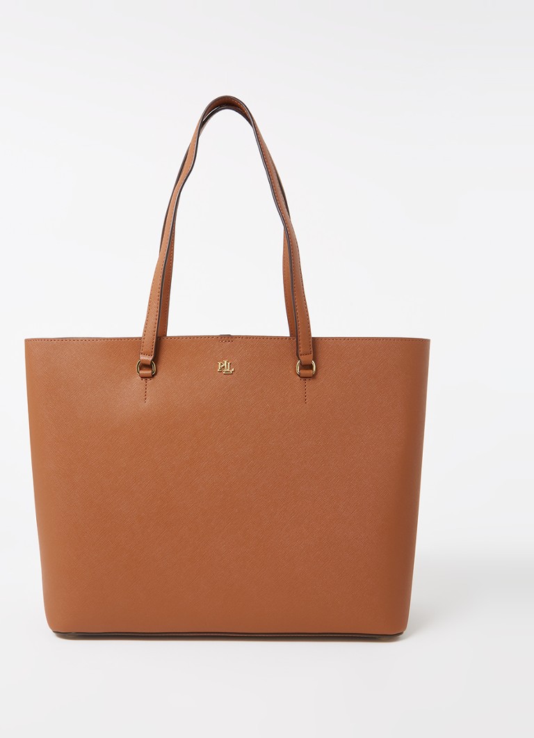 Ralph Lauren Dames Karly schoudertas van leer met logo in de kleur Cognac, maat: OSZ