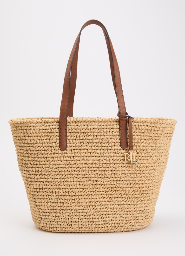 Ralph Lauren Dames Lainey shopper van stro met leren details in de kleur Beige, maat: 1SZ
