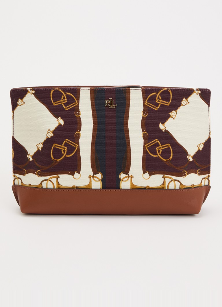 Ralph Lauren Dames Top Zip clutch van katoen in de kleur Bruin, maat: 1SZ