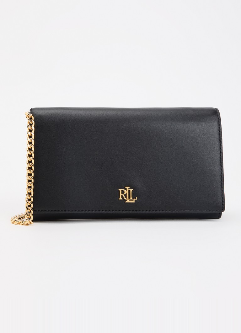 Ralph Lauren Dames Adair II clutch van leer met logo in de kleur Zwart, maat: 1SZ
