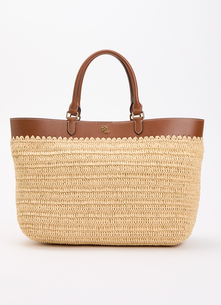 Ralph Lauren Dames Kyla Large handtas met leren details in de kleur Beige, maat: 1SZ