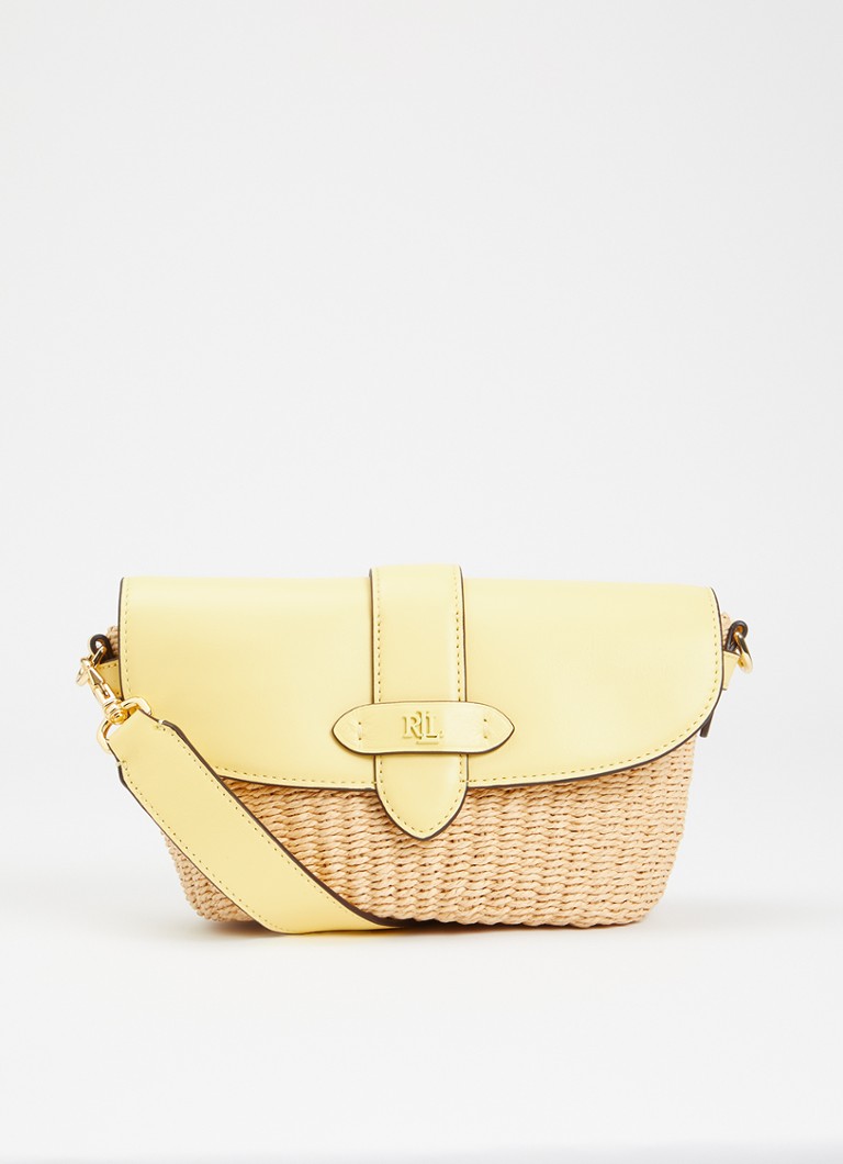 Ralph Lauren Dames Lynden schoudertas van stro met details van leer in de kleur Geel, maat: 1SZ