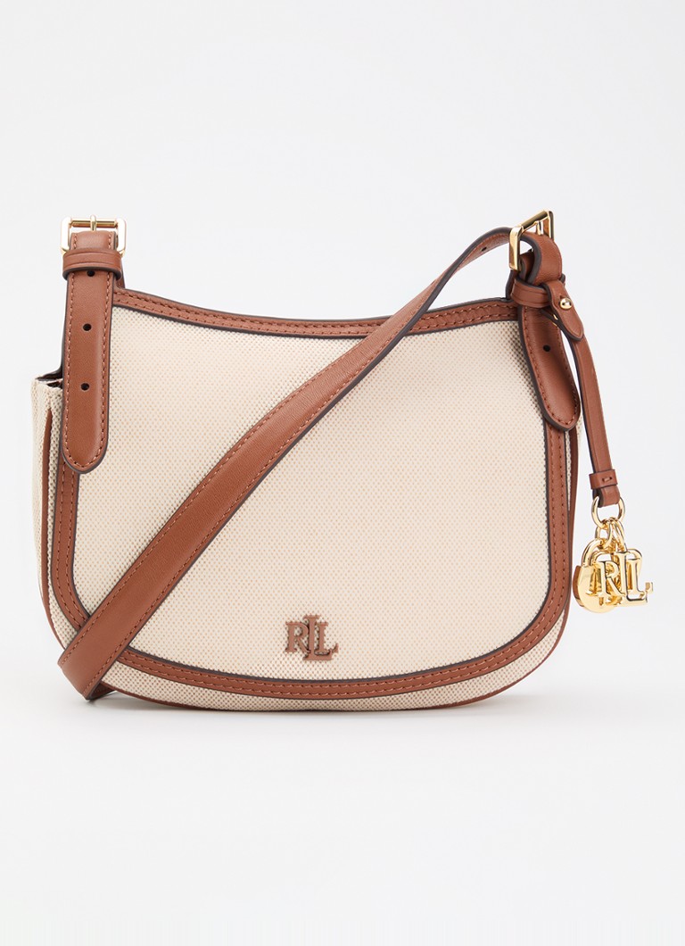 Ralph Lauren Dames Marcy crossbody tas van canvas met details van leer in de kleur Beige, maat: 1SZ