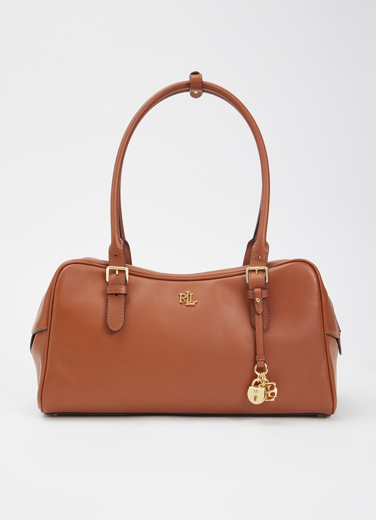 Ralph Lauren Dames Marcy schoudertas van leer met logo in de kleur Cognac, maat: 1SZ