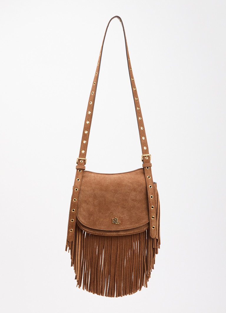 Ralph Lauren Dames Marcy Medium crossbodytas van suède in de kleur Lichtbruin, maat: 1SZ