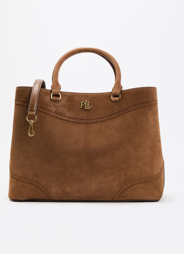 Ralph Lauren Dames Marcy schoudertas van leer met afneembare schouderriem in de kleur Lichtbruin, maat: 1SZ