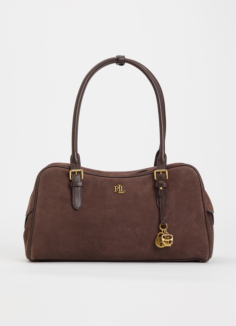 Ralph Lauren Dames Marcy Large schoudertas van suède met tasbedel in de kleur Bruin, maat: 1SZ