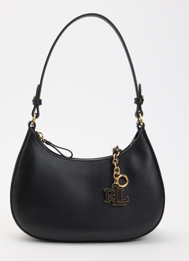 Ralph Lauren Dames Marcy schoudertas van leer met afneembare schouderriem in de kleur Zwart, maat: 1SZ